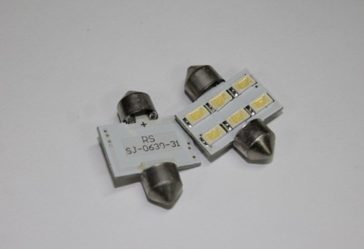 Лампа салонная 12V C10W T11 SV8.5 6 SMD 31мм (к-т 2 шт)