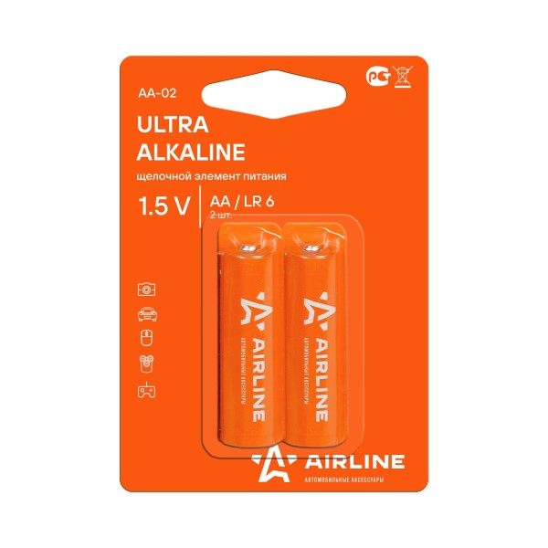 Батарейка AA LR6 Alkaline 2 шт в блистере Ultra