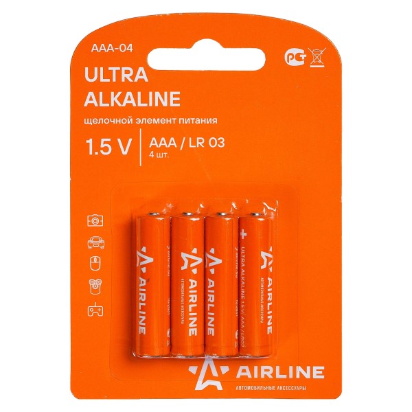 Батарейка AAA LR03 Alkaline 4 шт в блистере Ultra