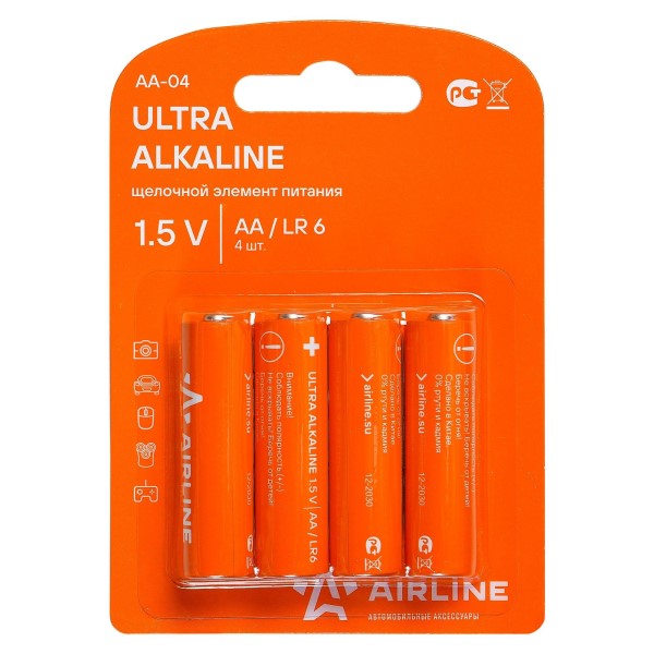 Батарейка AA LR6 Alkaline 4 шт в блистере Ultra