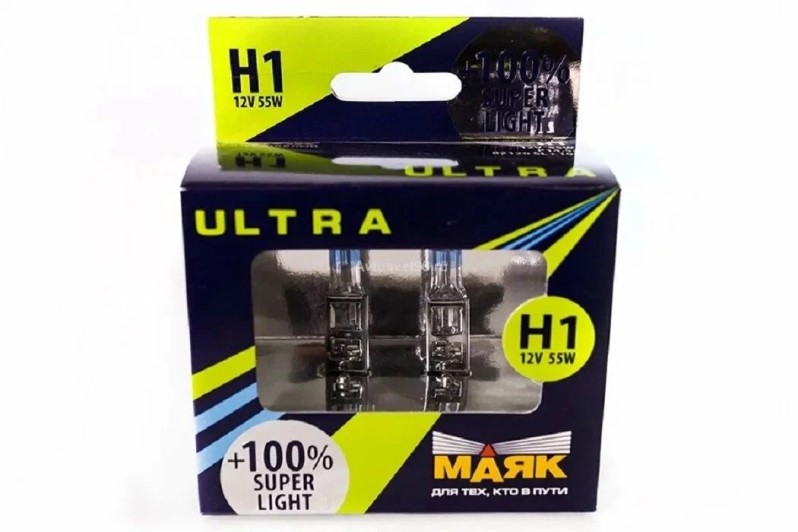 Лампа H1 12V 55W P14,5s набор +100% Super Light