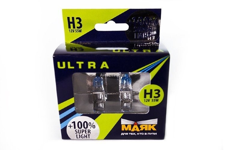 Лампа H3 12V 55W Pk22s набор +100% Super Light