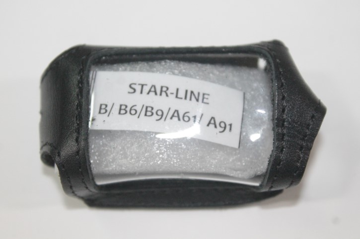 Чехол брелка сигнализации Starline B6/B9/A61/A91 кобура на подложке с кнопкой, кожа черная в блистере