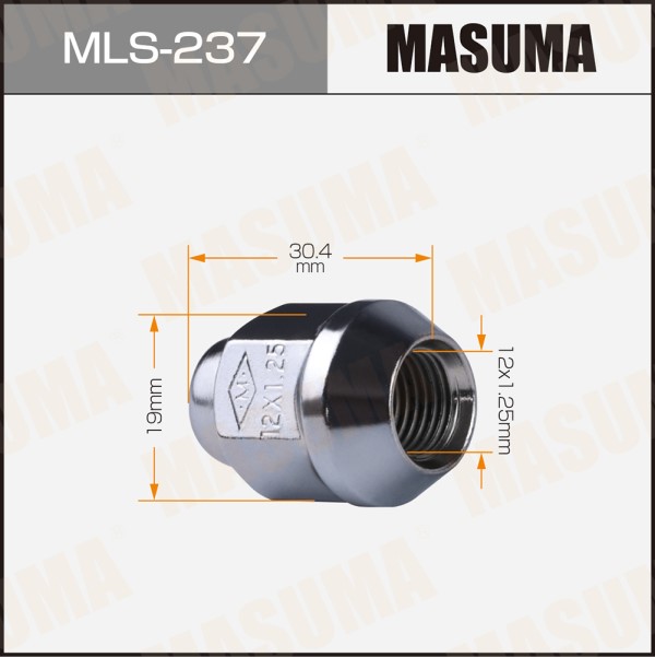 Гайка колеса M12*1.25*30,4 Конус с выступ., закр., ключ 19мм