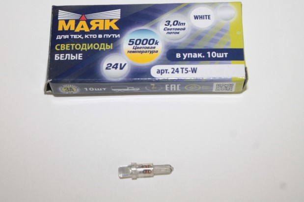 Лампа щитка пр. 24V W1.2W T5 1 LED без цок. W2x4.6d