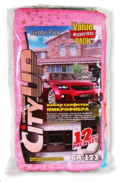 Салфетка из микрофибры Jumbo набор из 12 шт 35*40 см (цветная)