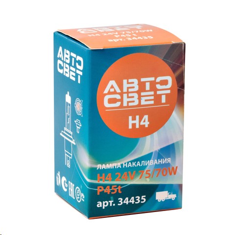 Лампа H4 24V 75/70W P45t с/о