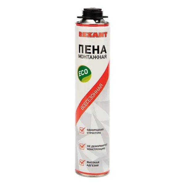 Пена монтажная 1000 мл под пистолет, всесезонная ECO 40 л.