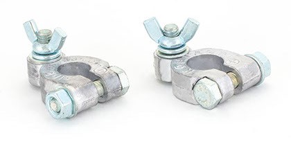 Клеммы аккумулятора /европейский стандарт/ свинцовые с  барашком  12V М8 (усиленные)