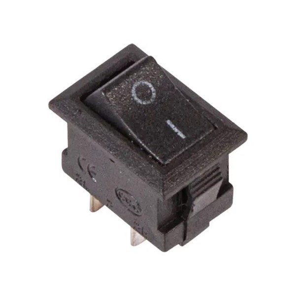 Выключатель клавишный 250V ON-OFF 3А Micro 2 конт. черный  (уп.10 шт.)