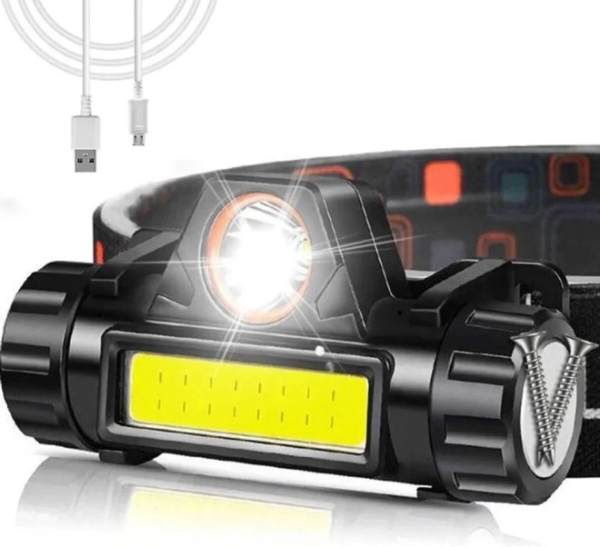 Фонарь налобный LED аккумуляторный 2 режима, на магните