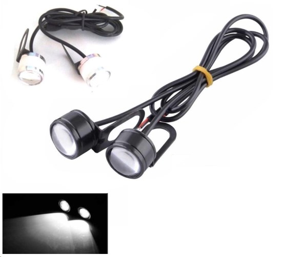 Дневные ходовые огни 12V LED (линзованые глазки) корпус белый