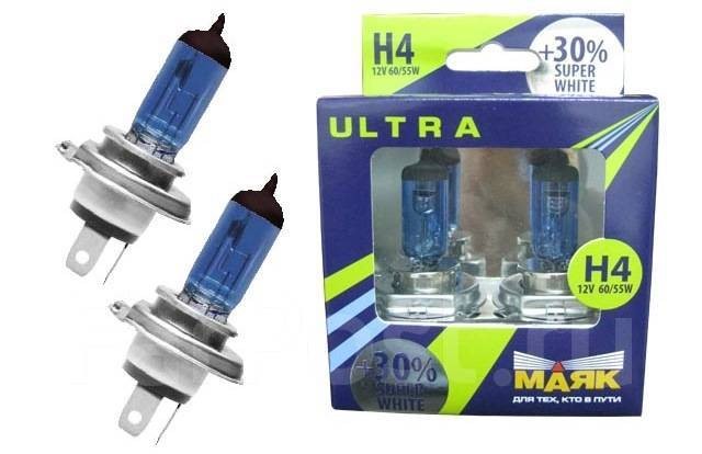 Лампа H4 12V 60/55W P43t н/о набор +30%  ULTRA  SUPER WHITE