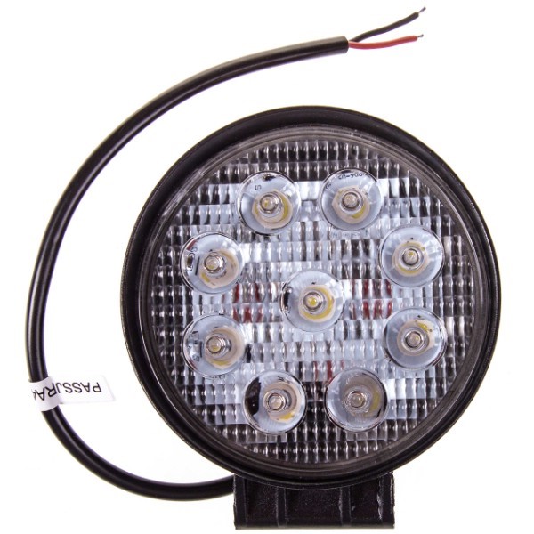 Фара светодиодная дополнительная 9 SMD 27W, 12/24V, 6000K  113*113(128)*25 мм (круглая) дальний