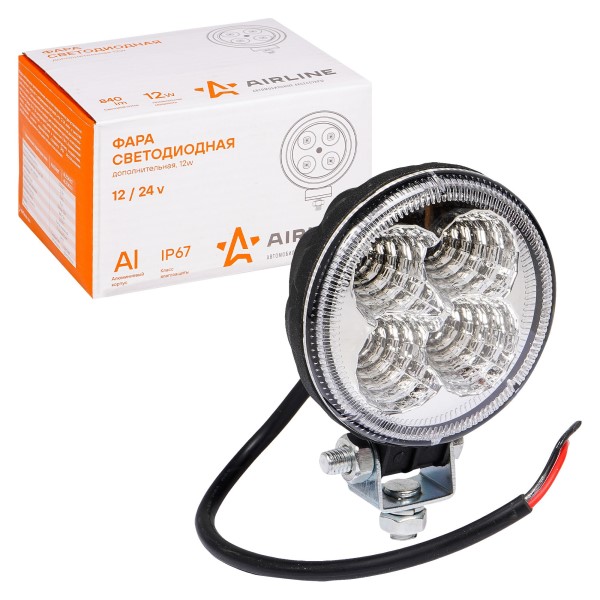 Фара светодиодная дополнительная 4 LED 12W 12-24V (круглая) 83*83*51 рассеянный свет