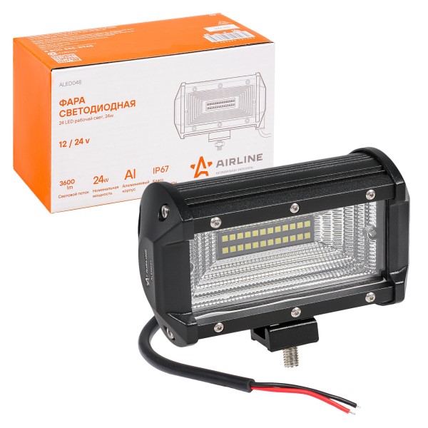 Фара светодиодная дополнительная 24 LED 24W, 12/24V, 6500K  135*78*65 мм (прямоугольная)