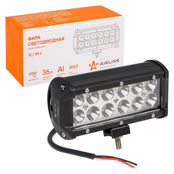 Фара светодиодная дополнительная 12 LED 36W (Балка) 12-24V 165*78*65 двухрядная, направленный свет