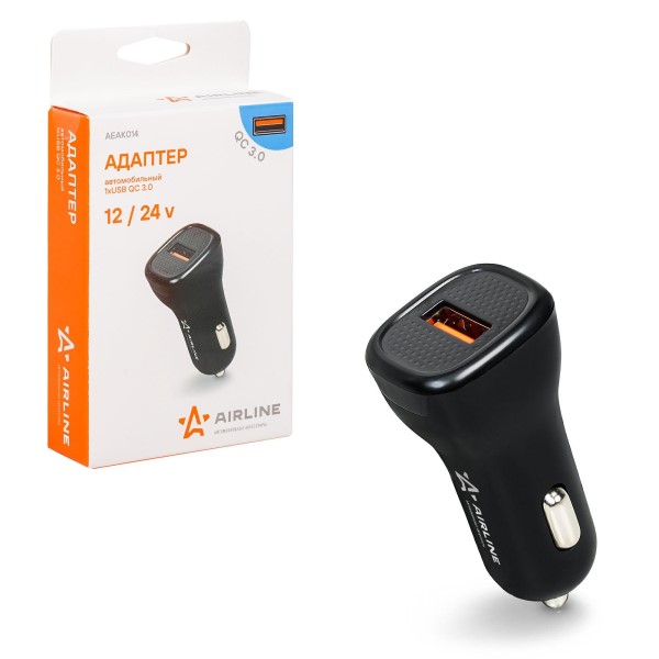 Зарядное устр-во в прикур. 1 USB 3.0А QC 3.0 12/24В черный