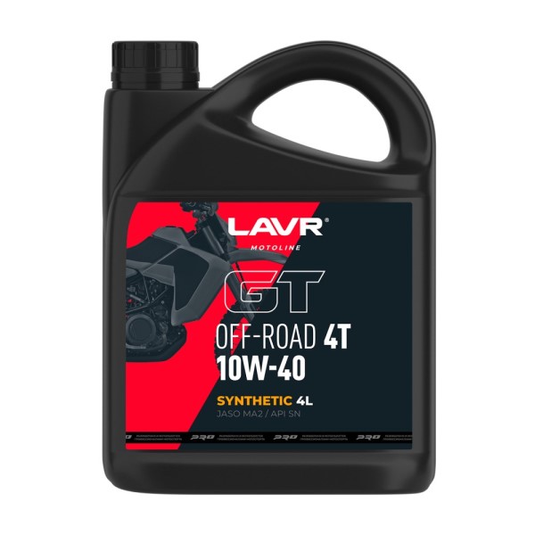 СпецМасло LAVR GT OFF-ROAD 4T 10W-40 SN (4л.) синт. (мотовездеходы, скутеры)