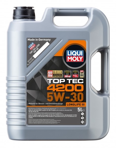Масло моторное LIQUI MOLY Top Tec 4200 5W30 A3/B4/C3 (5л.) синтетическое (диз.)