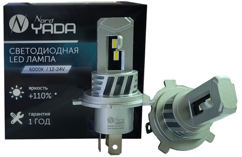 Лампа H4 12-24V LED 25W 2000LM 6000K 2 шт