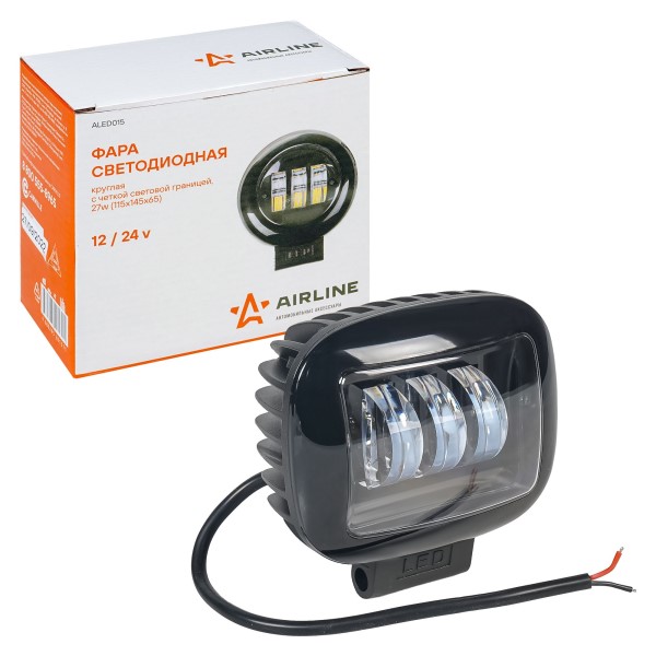 Фара светодиодная дополнительная 3 LED 27W, 12/24V (прямоугольная)