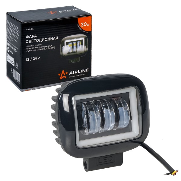 Фара светодиодная дополнительная 3 LED с ДХО 30W, 12/24V (прямоугольная)