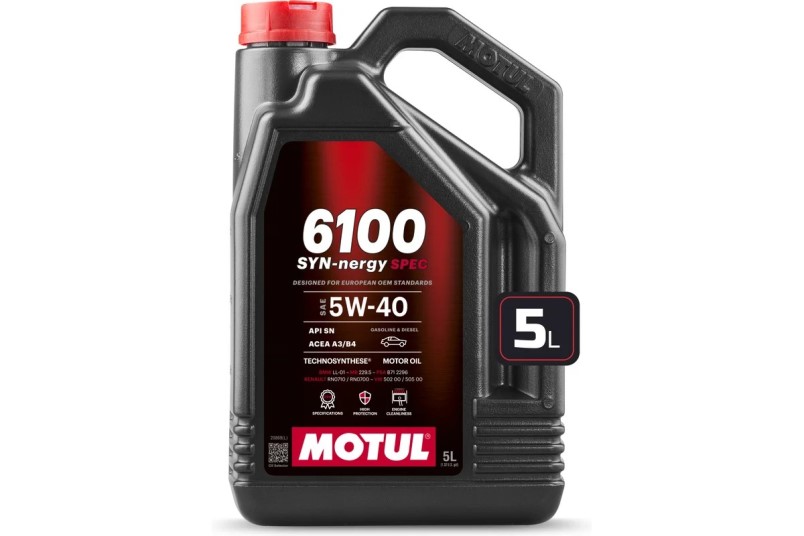Масло моторное MOTUL 6100 Syn-Nergy Spec 5W40 SN A3/B4 (5л.) синтетическое