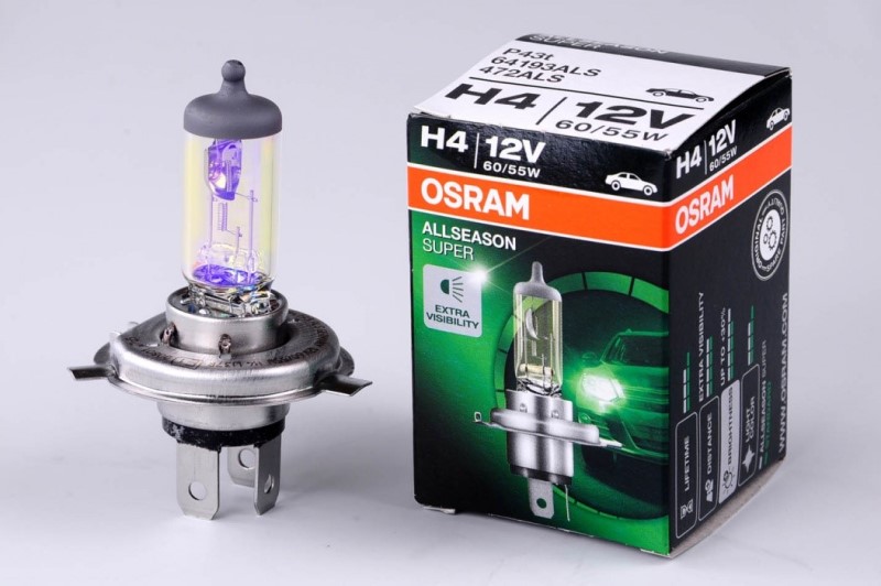 Лампа H4 12V 60/55W P43t н/о +30% ALLSEASON SUPER