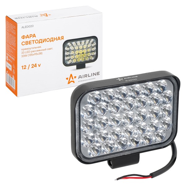 Фара светодиодная дополнительная 33 LED 9W 12-24V 135*95*38 прямоугольная, рассеяный свет