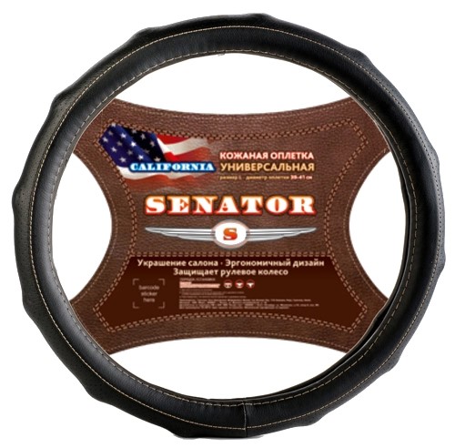 Оплетка руля M 37-38 см кожа  SENATOR CALIFORNIA  черная