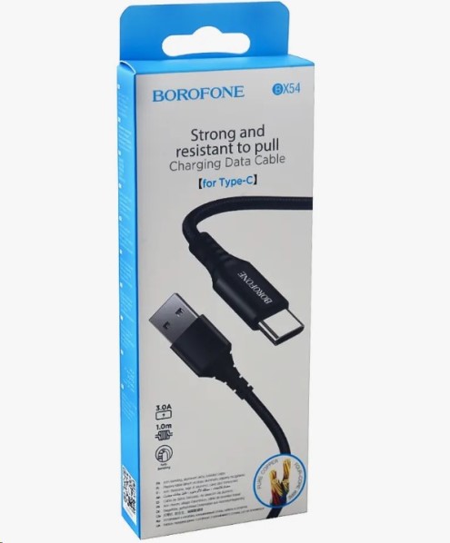 Дата-кабель универ. USB Type-C 1 м, 3 А, черный
