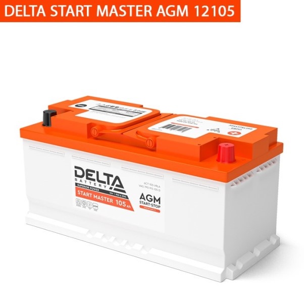 Аккумулятор 6 СТ*105 950А обр/п (-/+) 394х175х190 AGM DELTA START MASTER
