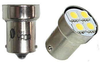 Лампа габарит. 12V R10W G18 4 SMD с цок. BA15s
