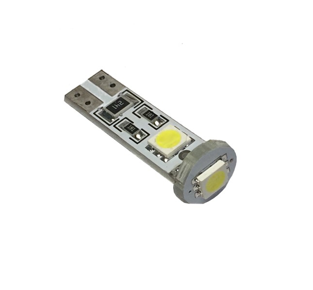 Лампа габарит. 12V W5W T10 3 SMD без цок. W2.1x9.5d с резистором