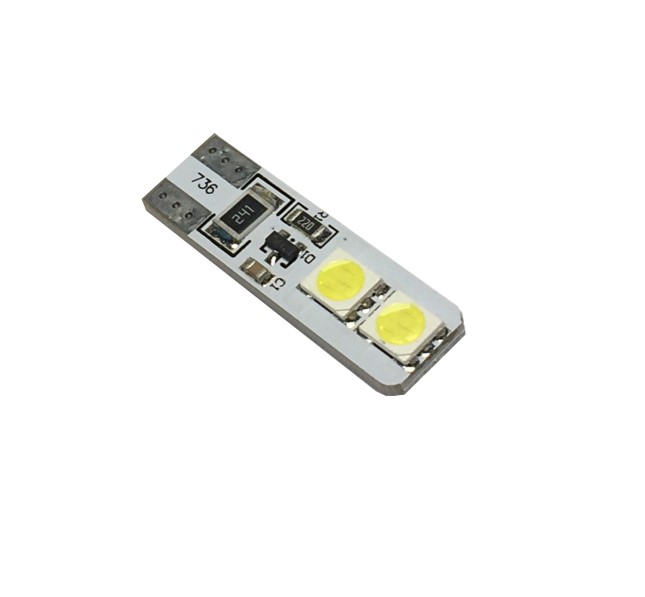 Лампа габарит. 12V W5W T10 4 SMD без цок. W2.1x9.5d с резистором