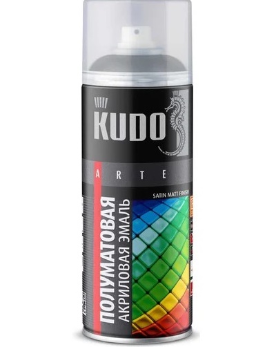 Краска спрей KUDO акрил. Черная полуматовая SATIN RAL 9005 520 мл