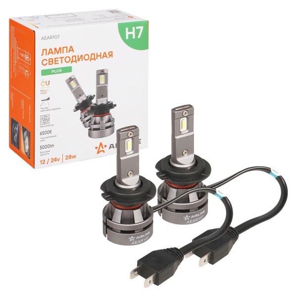 Лампа H7 12-24V LED 28W 5000LM 6500K 2 шт (Белый) для рефлект./линз. оптики PLUS