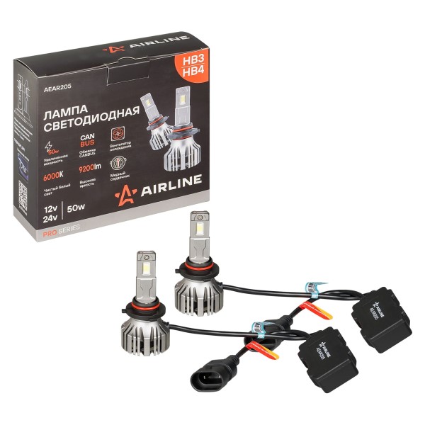 Лампа HB3/HB4 12-24V LED 50W 9200LM 6000K 2 шт (Белый) для линз. оптики PRO