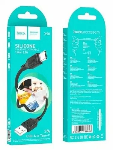 Дата-кабель универ. USB Type-C 1 м, 3А, черный