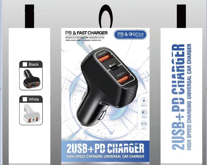 Зарядное устр-во в прикур. 2 USB 3.0A QC3.0 + USB-C (Type-C)