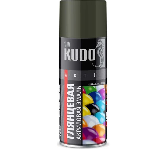 Краска спрей KUDO акрил. Хаки Глянцевая RAL 6014 520 мл