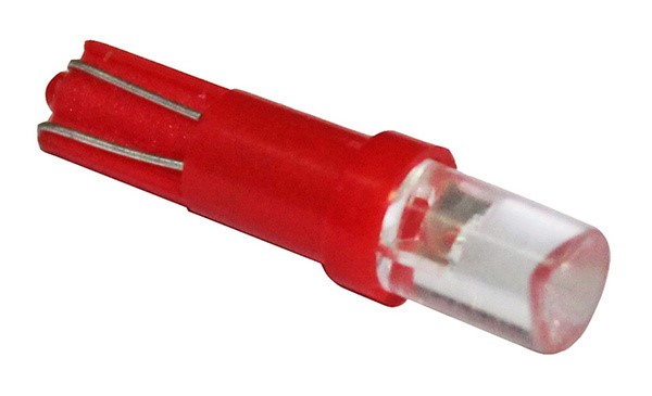 Лампа щитка пр. 12V W1.2W T5 1 LED без цок. W2x4.6d красная