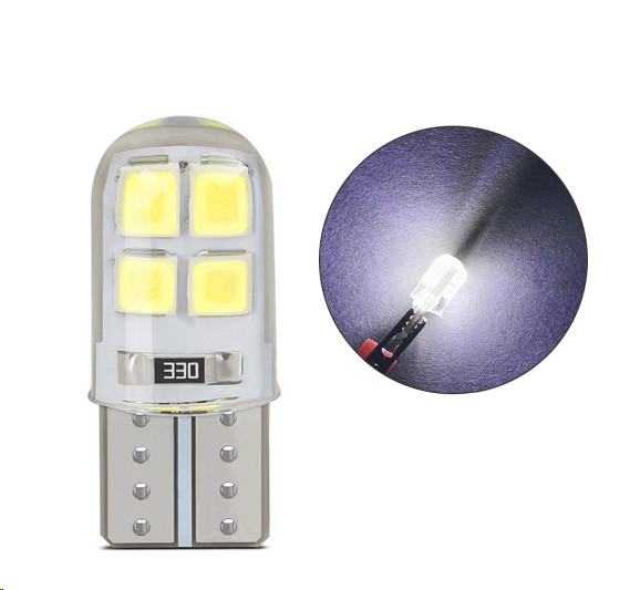 Лампа габарит. 12V W5W T10 8 SMD без цок. W2.1x9.5d керамика-силикон