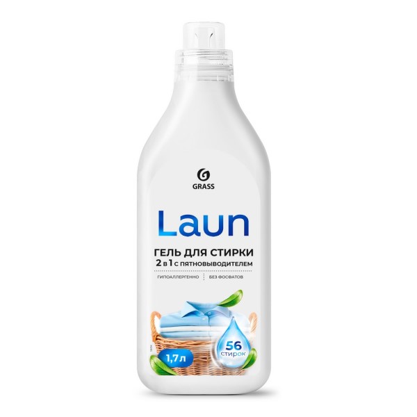 Гель-концентрат для стирки 2 в 1 с пятновыводителем  Laun  1,7 л.