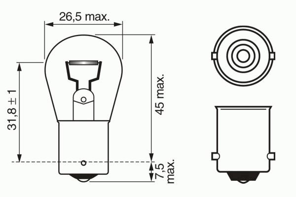 Лампа 1-конт. 12V P21W S25 с цок. BA15s  Pure Light