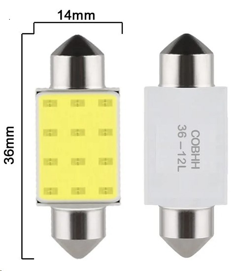 Лампа салонная 12V C5W T11 SV8.5 1 COB 36мм