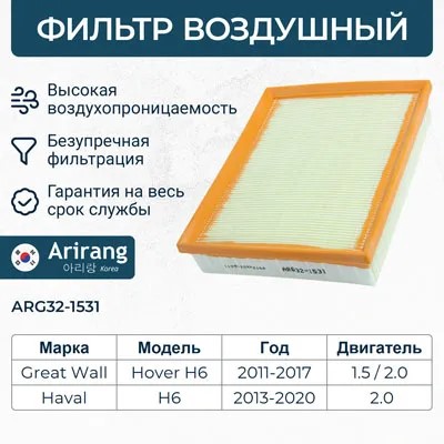 Фильтр воздушный Great Wall Hover H6 с 2012 г. Haval H6 с 03.2013 г.