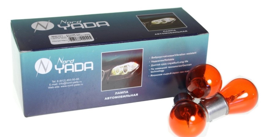 Лампа 1-конт. 12V PY21W S25 с цок. BA15s желтая (без смещения)