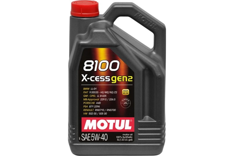 Масло моторное MOTUL 8100 X-cess gen2 5W40 SP A3/B4 (5л.) синтетическое (бенз., диз.)